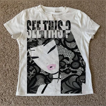 Woman Clothing Kawaii Star Girl Y2k Top Emo Women's Cropped 2000s Tops 90s Vintage Clothes for Women Spring 2025 Woman Kpop Goth 1