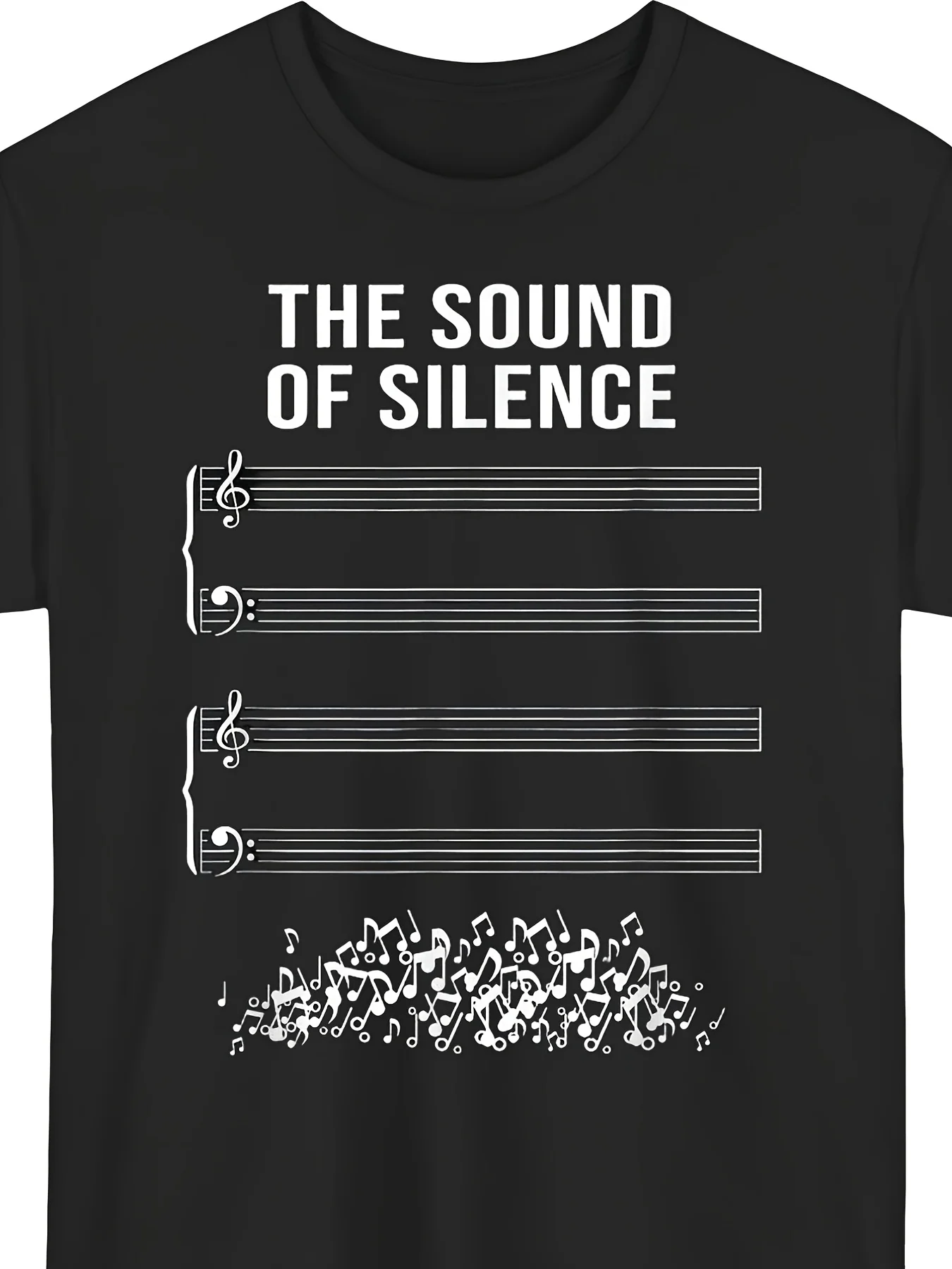 Unisex Crew Neck T-Shirt Men'S Vintage Music Note And Staff T Shirt with The Sound of Silence Lyrics And Solfege Scale (Do Re Mi Fa Sol La Ti)  Crew Neck Tee Suitable for Musicians Music Lovers Concerts And Casual Wear Lightweight and Comfortab