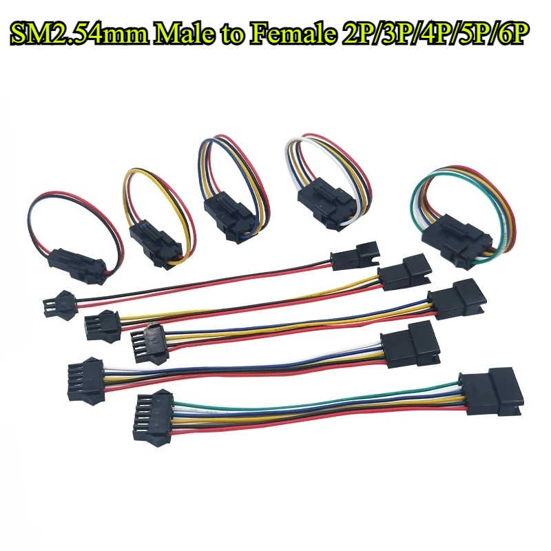 

SM2.54mm 2P 3P 4P 5P 6P Pin Male to female LED Connector wire length 10/20/30/50cm 26AWG for 3528 5050 WS2811 WS2812 LED Strip