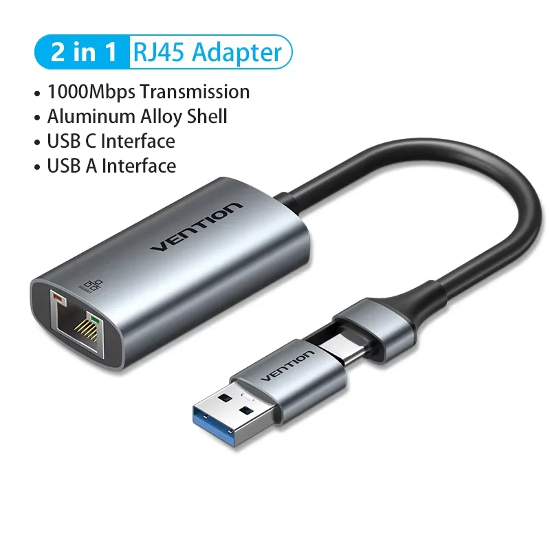 Ventie 1000Mbps USB Ethernet Adapter Type C/USB A naar Rj45 Lan Netwerkadapter voor PC Macbook Laptop schakelaar USB 3.0 Netwerkkaart