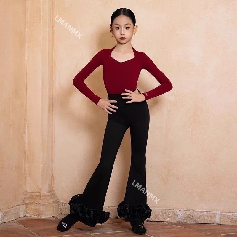 Latin dansoutfit nieuwe winter oefenoutfit top, dansdans top voor meisjes