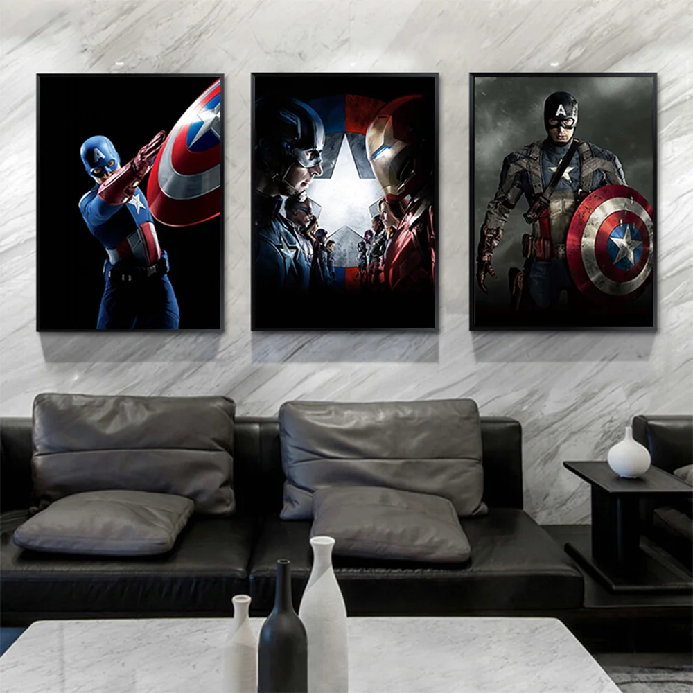 

MINISO Marvel Superhero Captain America Home Living Room Bedroom Decorative Art Poster Kids Room Wall Mural Print Canvas Paintin
