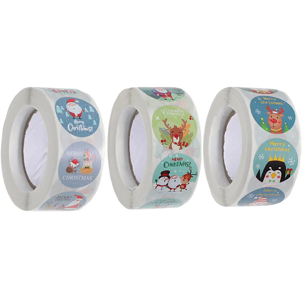 

Рождественские наклейки, 2 рулона, для праздничной упаковки подарков, из медного материала, для конвертов, открыток, декоративные наклейки, этикетки, рождественская бумага
