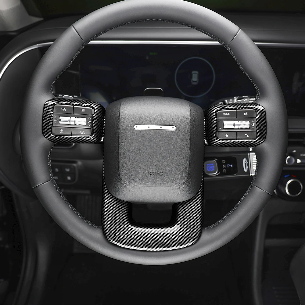 Carbon Fiber Steering Wheel Car Switch Button Trim Panel Frame Cover For Hyundai IONIQ 9 Accessories