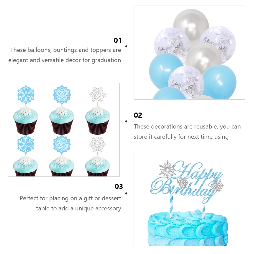 

Snowflake Cake Topper Party Decoration Prop The Banner Supplies Christmas Garlands