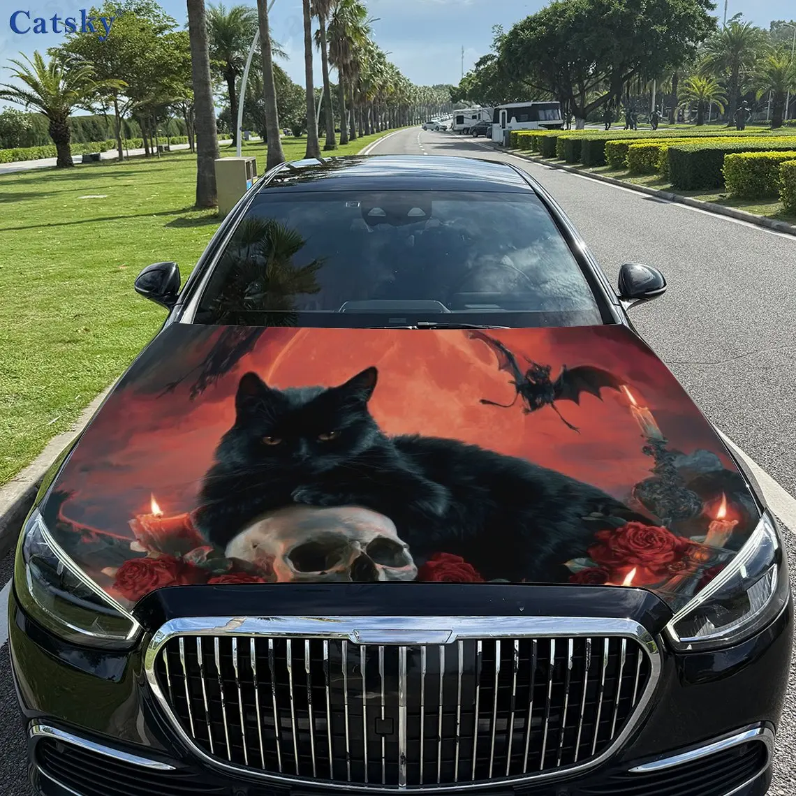 

Готический скелет черной кошки, тематическое украшение на капот автомобиля, печеночные наклейки — внедорожник, грузовик и автомобиль, автомобильные аксессуары, вдохновленные дизайны | Ва