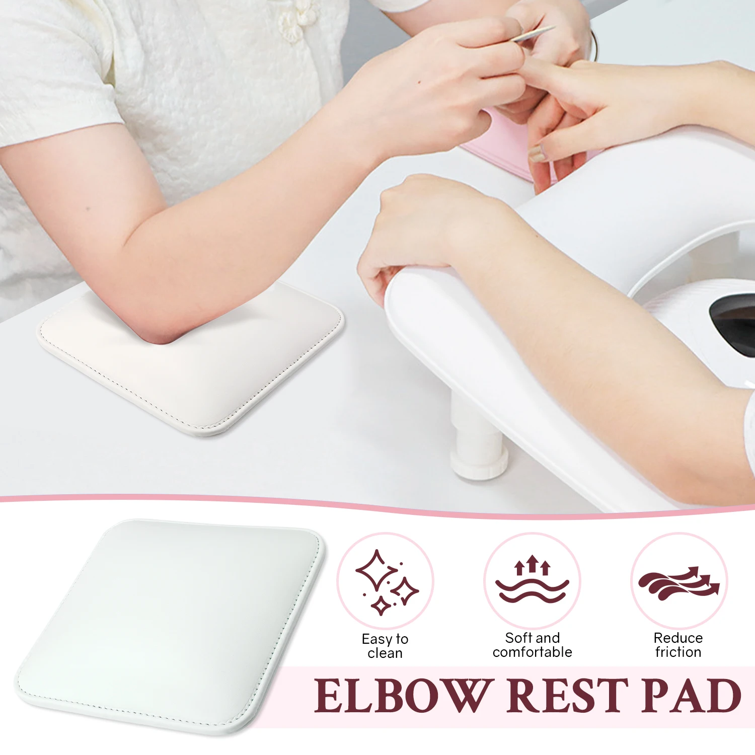 Nail Arm Rest for Elbow Leather Elbow Pad Cushion Elbow Hand Rest for Nails with Non-Slip Base for Nail Tech Manicure and Office