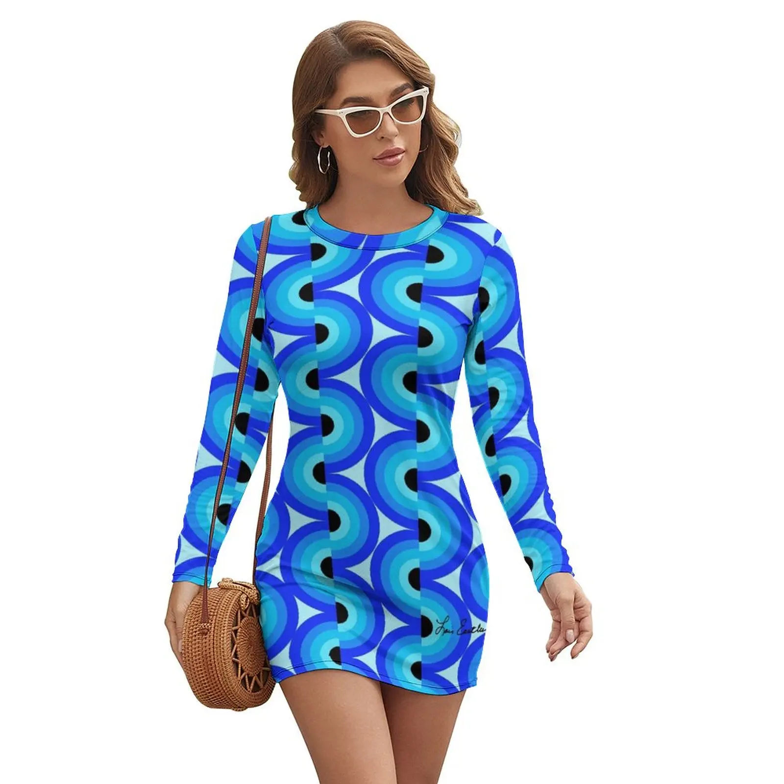 

Blue Waves Long-sleeved Dress Dresses gala dress for women summer