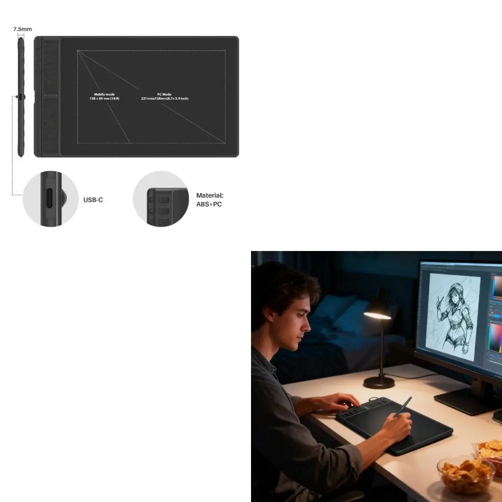 H951P Sketch Drawing Tablet Pen Design Customizable Controls for PC