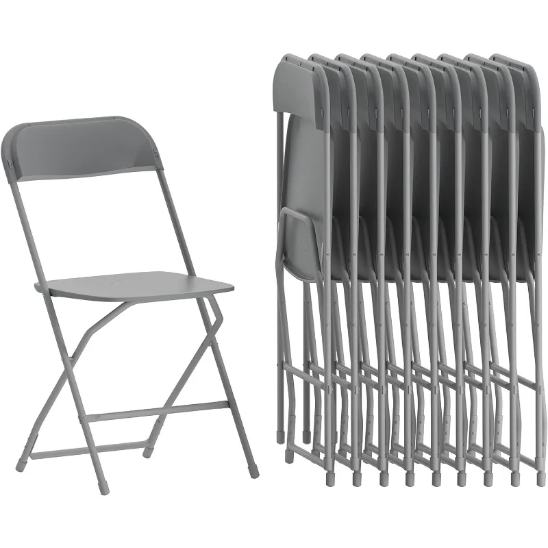 Hercules Hercules Series Plastic Folding Chair - Grey - 10 Pack 650LB Weight Capacity Comfortable Event Chair-Li