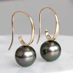 Fashionable huge 16MM Peacock Blue Shell Pearl Earrings 18K Wedding Jewelry Women Eardrop Dangling Beaded Teens