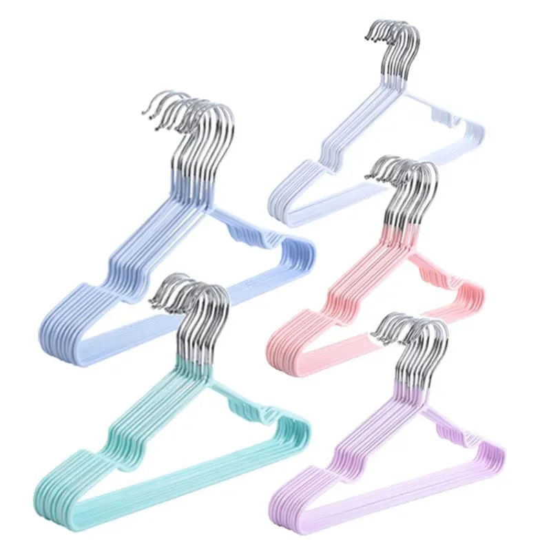 10PCS Packs Of Metal Baby Hangers Non-slip Rubber-coated Child Hangers For Toddler\'s Coat Pants Closet Tissue Hangers