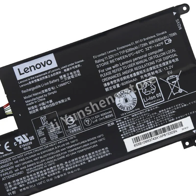 Baru Lenovo asli YOGA Battery Battery Baterai Laptop Battery 11.52V 72Wh 6268mAh