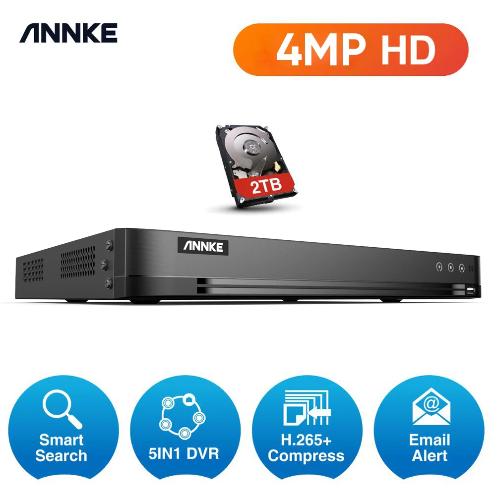 ANNKE 32CH 4MP 5 in1 AHD DVR wsparcie CVBS TVI AHD analogowe kamery IP HD P2P w chmurze H.264 wideo VGA rejestrator RS485 Audio