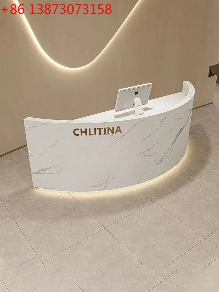 02Simple Beauty Salon Arc Semicircle Bar Clothing Store Cashier Reception Reception Table