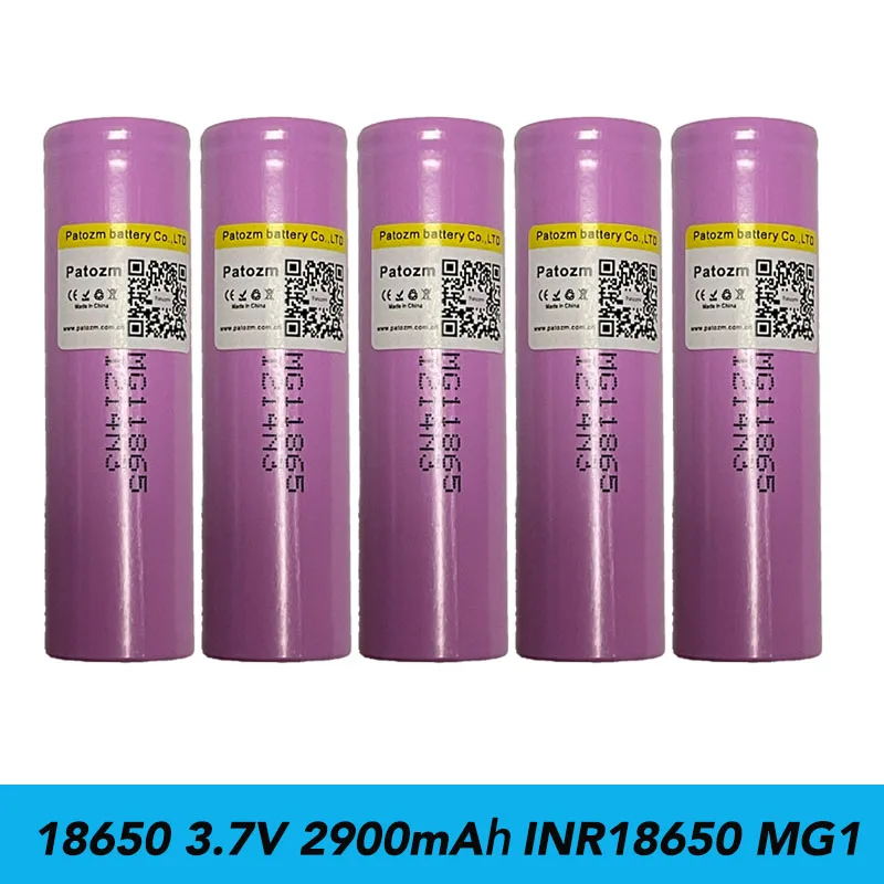 100% Actual Capacity INR 18650 MG1 3.7V 2900mAh 18650 Flat Top Rechargeable Multifunctional Lithium Battery