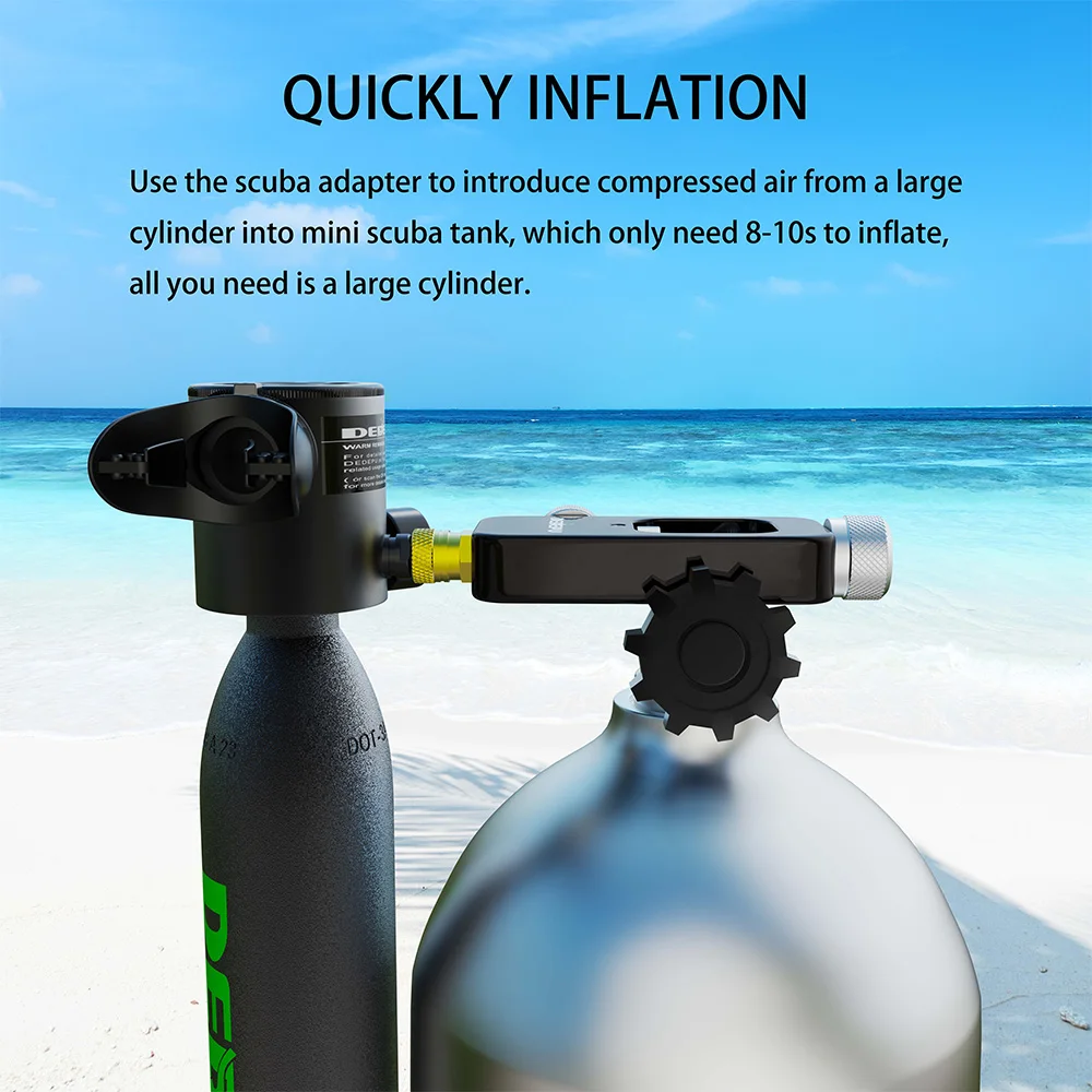 DEDEPU 1PC Mini Tank Inflation Device - DIN Valve Scuba Adapter High Pressure for HPA Scuba Fill Station | Diving Cylinder