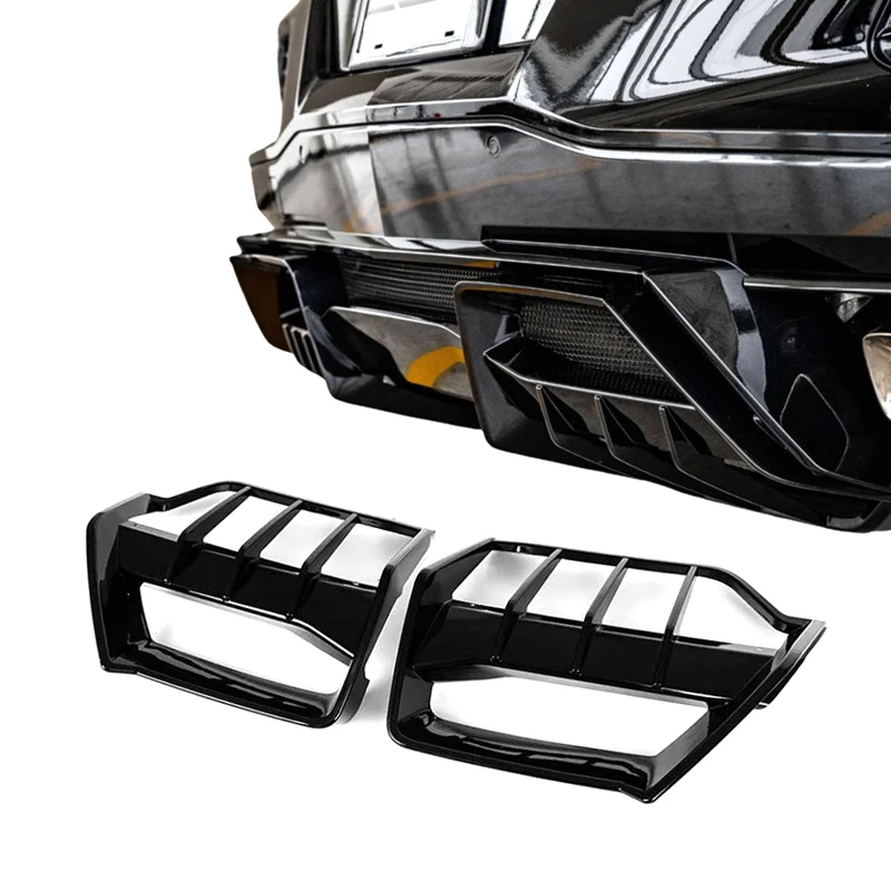 

2PCS High Quality Car Rear Bumper Diffuser Spoiler Gloss Black Durable For Corvette C8 Z51 2020-2025 V4 Car Accessories