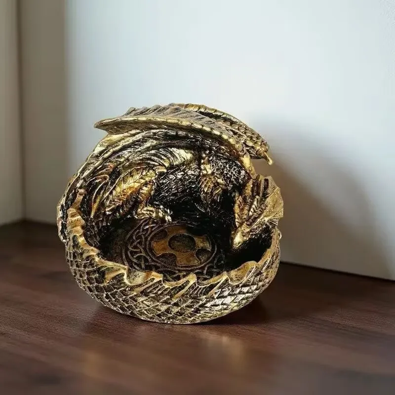 Cool dragon-shaped resin decorative ashtray, suitable for home offices, dustproof design, desktop smoking use, 11x7.5 cm