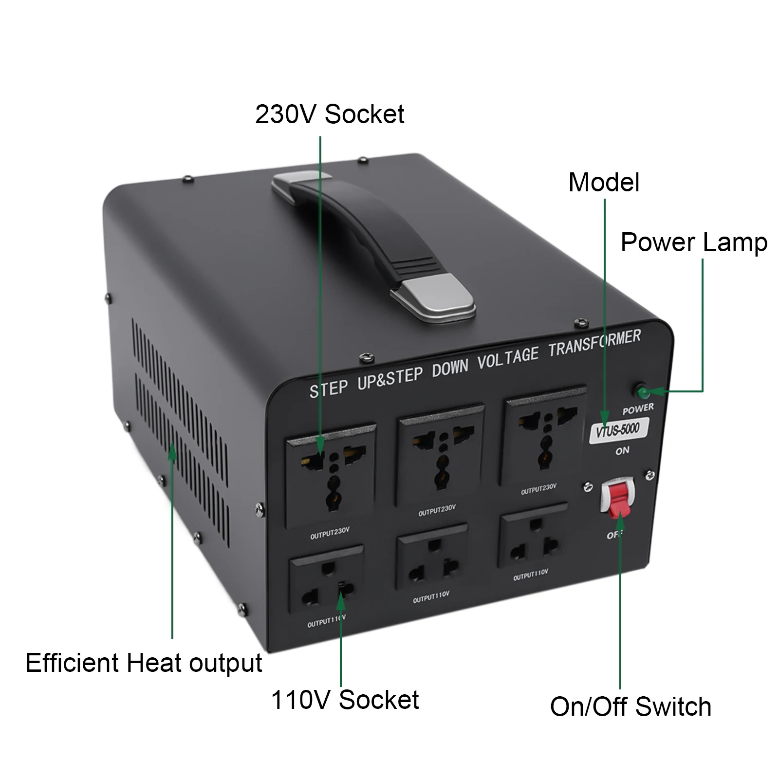 5000 Watt Step Up/ Down 220v to 110v Voltage Converter Transformer Voltage Transformer 5000W Converter Step Up/ Step