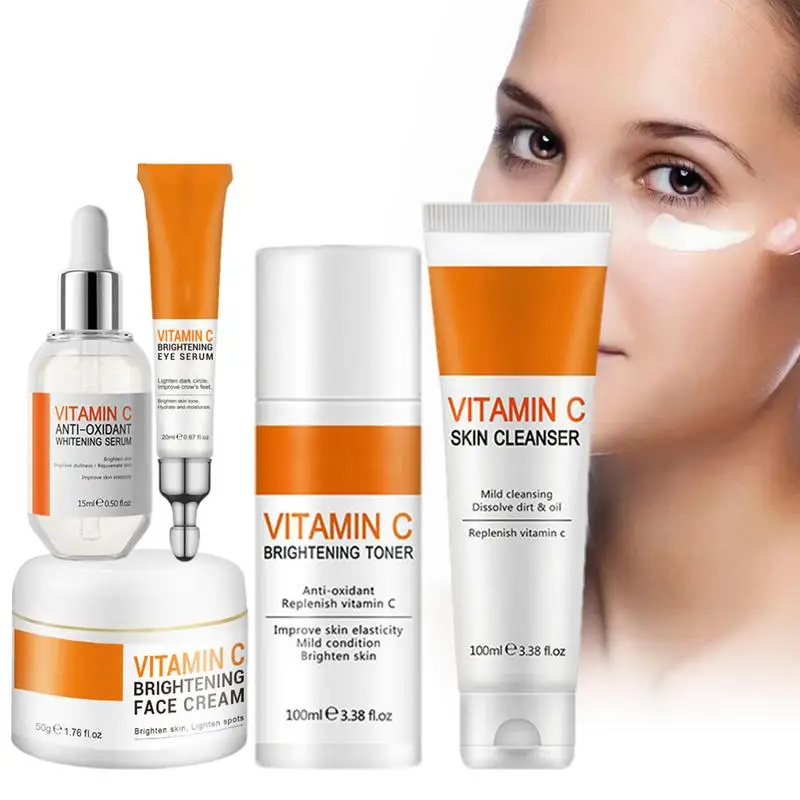 

2024 Vitamin C Facial Care Set Whitening Anti-aging Cream Face Clean Moisturizing Serum VC Essence Repair Skin Care Set