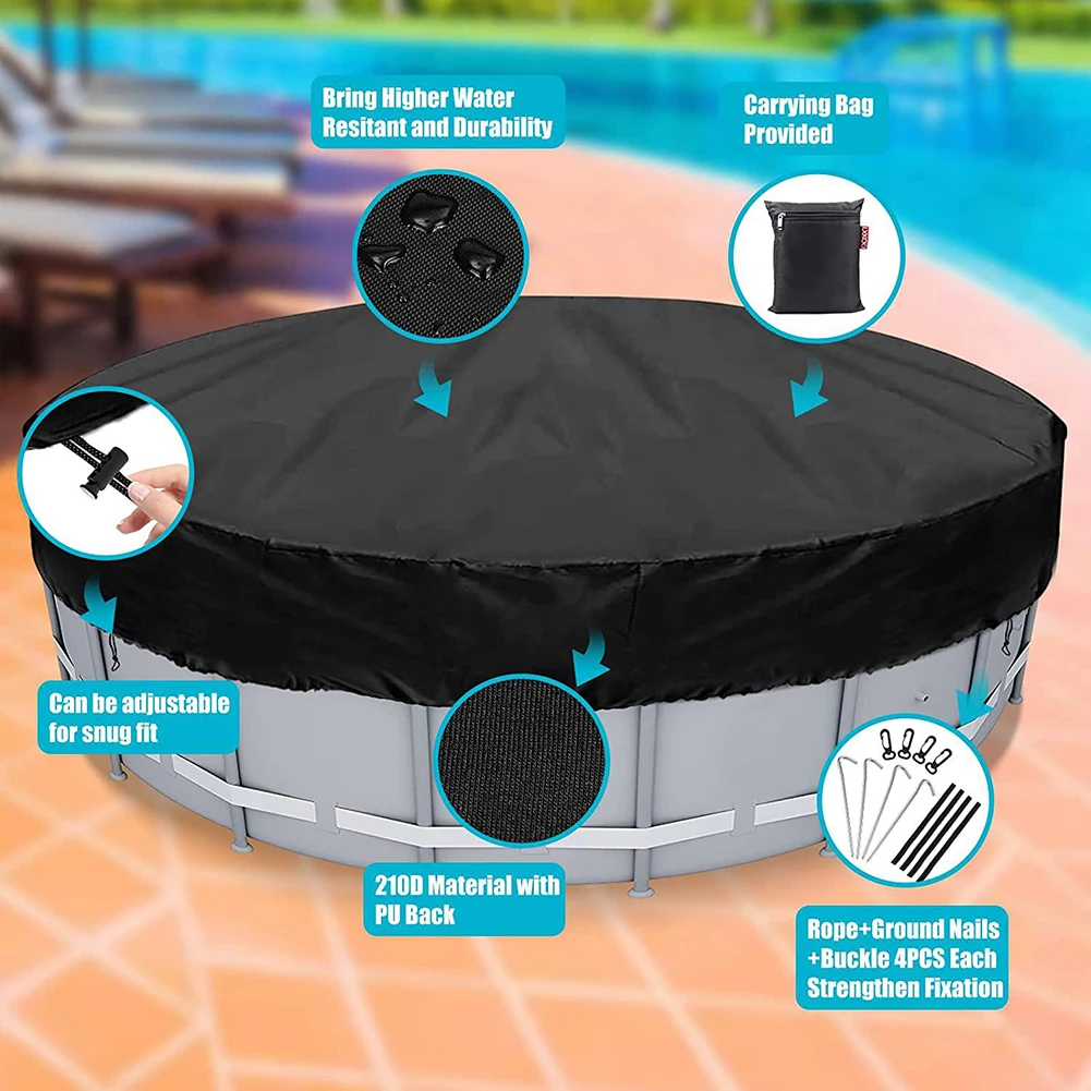 

Swimming Pool Cover 120cm Waterproof Dustproof Pool Cloth Round Mat Garden Rainproof Dust Cover UV Resistant Mat Pool Accessorie