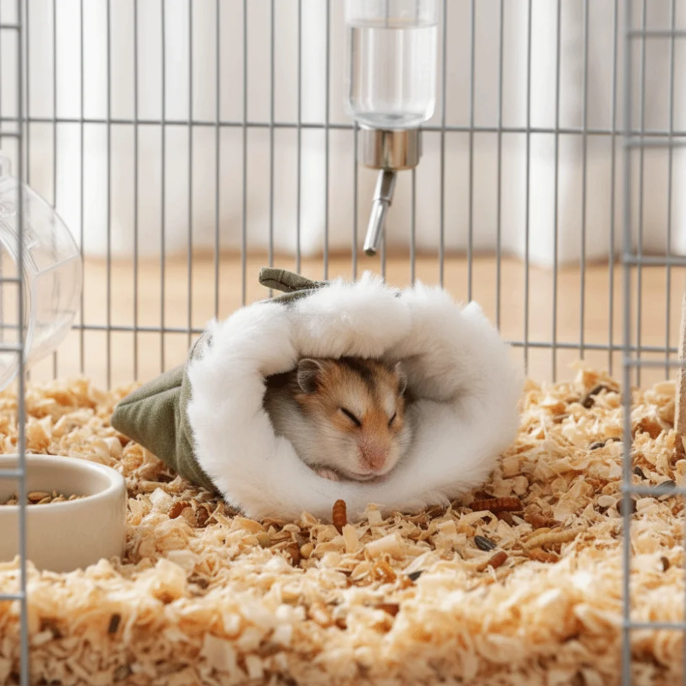 

Cute Warm Hamster Sleeping Bag Comfortable Soft Weasel Sleeping Bag Non-slip Fluffy Pet Cotton Nest Pet Habitat