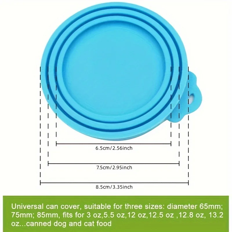 1pc  3 In 1 Pet Food Can Silicone Cover Dogs Cats Storage Tin Cap Lid Seal Cover Pet Supplies Suitable For 8.5cm/7.5cm/6.5cm