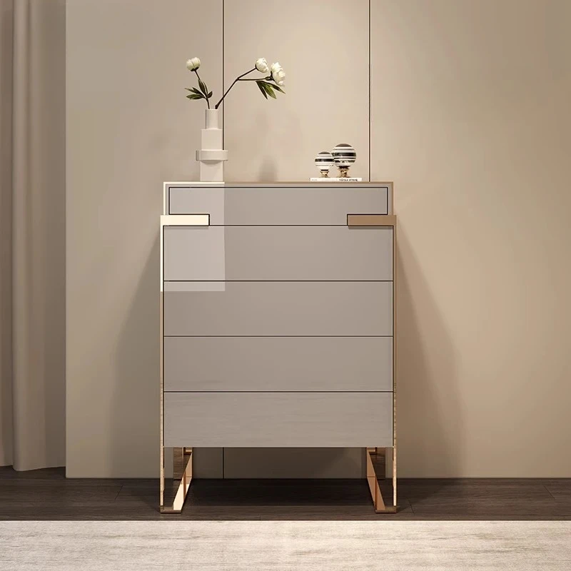 light luxury chest of drawers solid wood locker simple bedroom living room chest of drawers baking paint