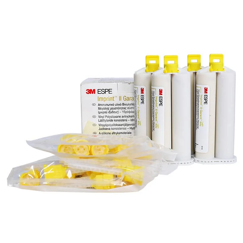 3M ESPE Imprint II Garant مادة الانطباع السيليكونية (اللزوجة المنخفضة/التدفق، معالجة الإضافية، مسدس مختلط، ثانوي، أصفر، 50 مل * 4
