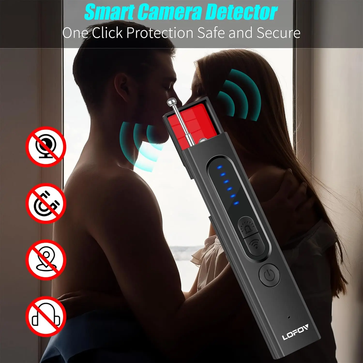 

Hidden Camera Detector, Detector for Listening Device AntiSpy Detector Bug Signal5 Levels Adjustable 4Modes, 24H Working Time