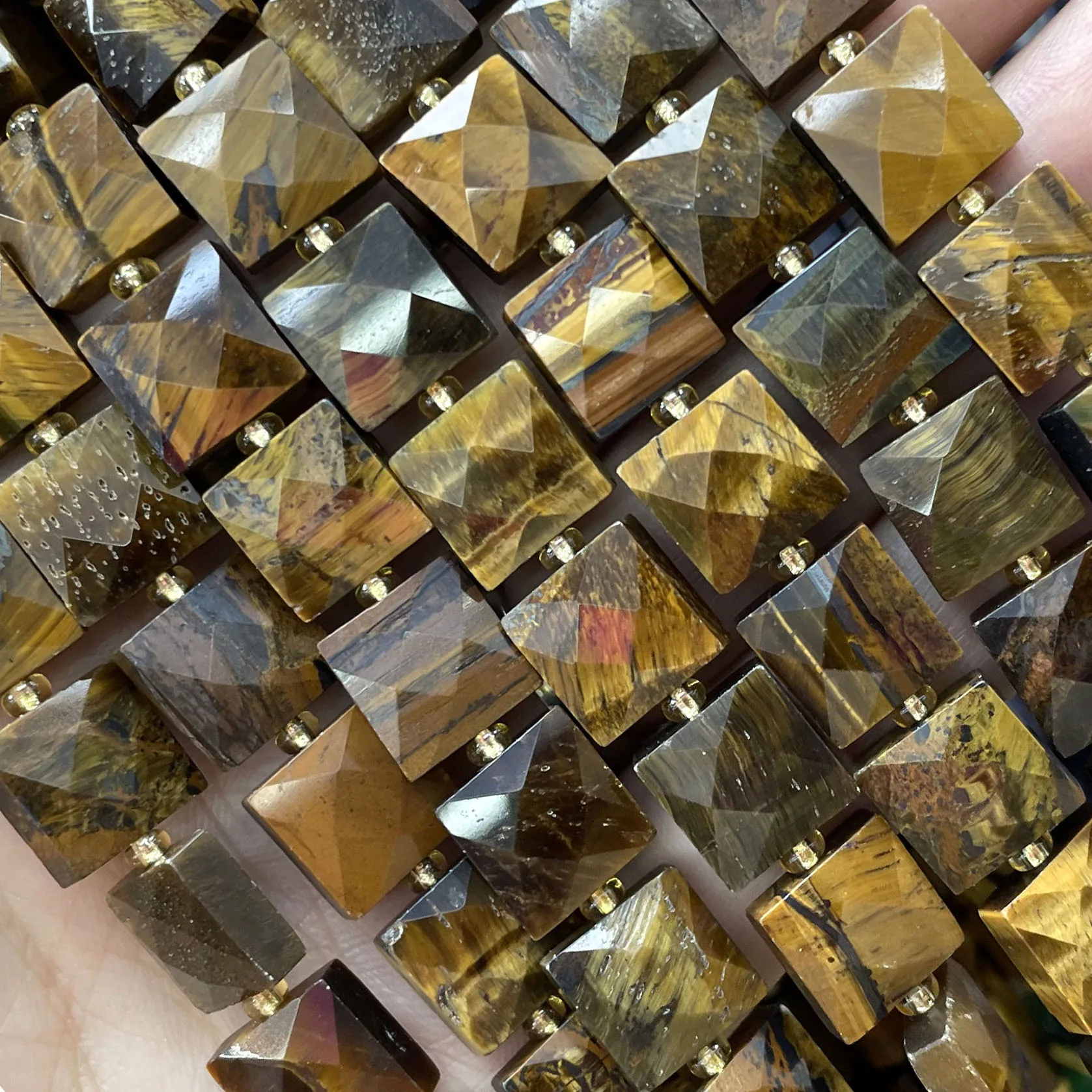 10 mm facettierte quadratische bunte Picasso-Jaspis-Abstandsperlen aus Naturstein für die Schmuckherstellung, DIY-Armband, Halskette, Zubehör – Detail 17