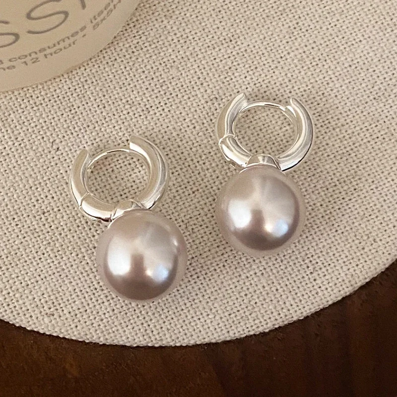 

Real 925 Sterling Silver 18K Gold Pearl Cotton Beads Round Hoop Earring for Women Trendy Fine Jewelry Minimalist Accessories