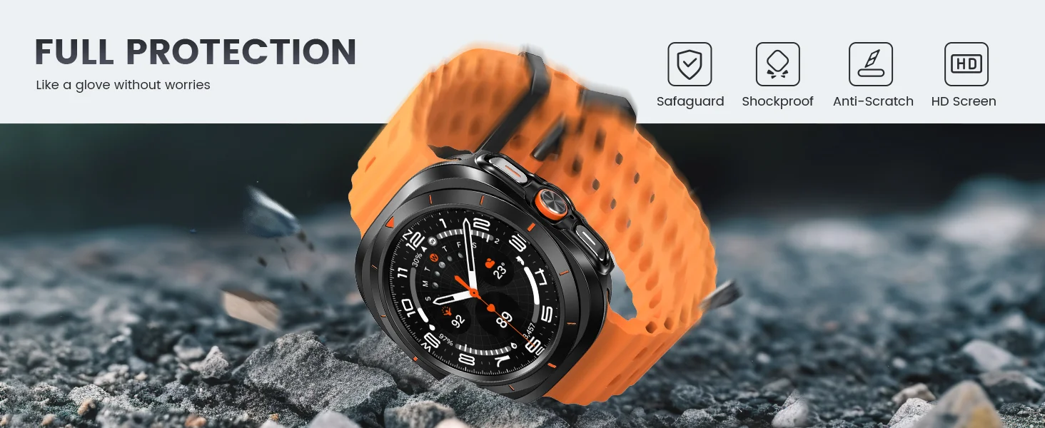 Für Samsung Galaxy Watch Ultra 47 mm Hard Case Gehärtetes Glas Displayschutzfolie für Galaxy Watch 7 Ultra Bumper Zubehör – Detail 3