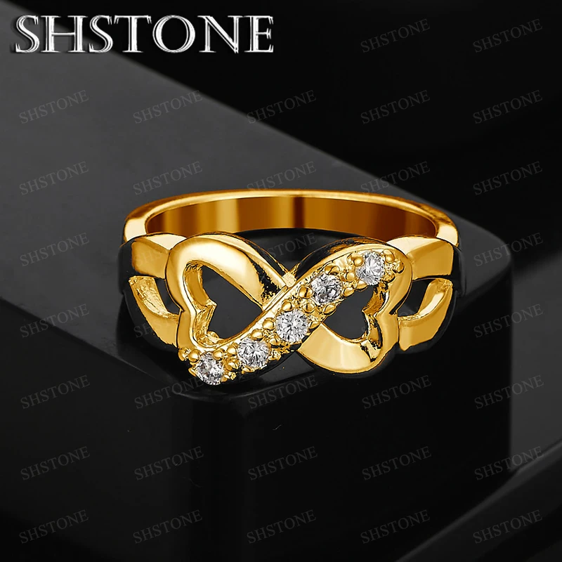 

Classic Zircon 18k Gold Heart Circular Ring For Women Party Engagement Wedding Noble Luxury High-Quality Jewelry Birthday Gifts