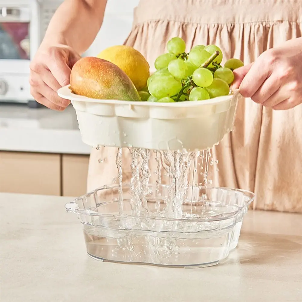 

2/5Pcs Creative Fruit Drainer Basket Set Space-Saving Reusable Kitchen Strainer Basket Square Sturdy Multilayer Washing Bowl