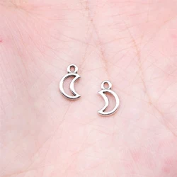 WYSIWYG 40pcs 10x6mm Antique Silver Color Openwork Moon Charms For Jewelry Making