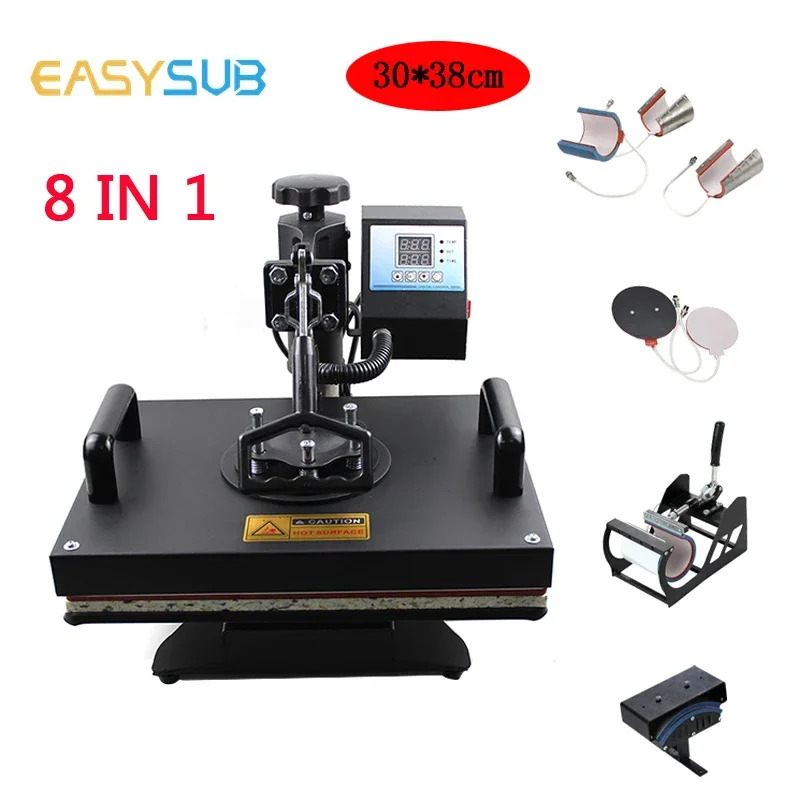 29x38CM Multifunctional Heat Press Machine8 in1 Heat Press Machine For Caps/ Card /Cup/Label /Cloths