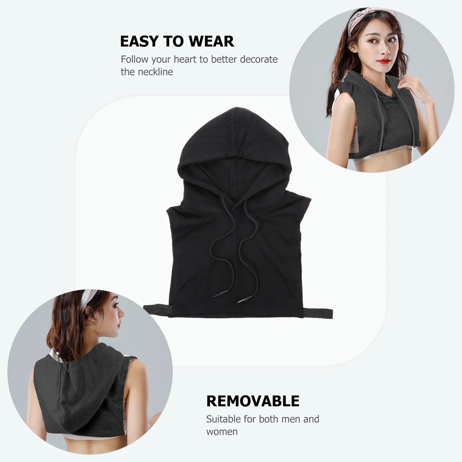 

Fake Collar Hooded Cotton Blouse Sweater Cardigan Detachable Fashion Accessory Multifunctional Hoodie Style Collar For Women Men