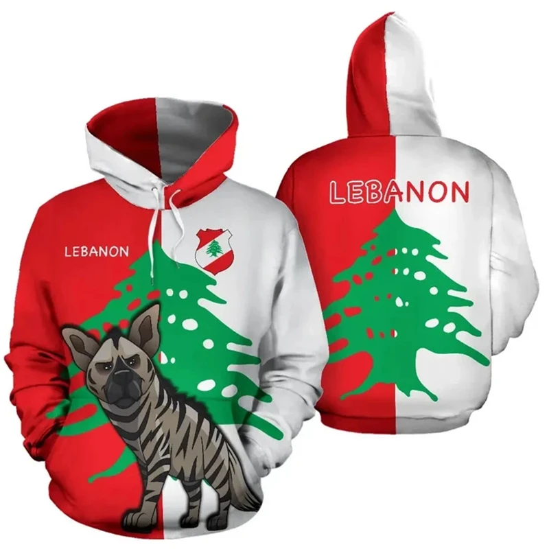 The Republic Of Lebanon Map Flag Graphic Sweatshirts National Emblem Cedrus Deodara Hoodies For Men Clothes Casual Women Hoodie