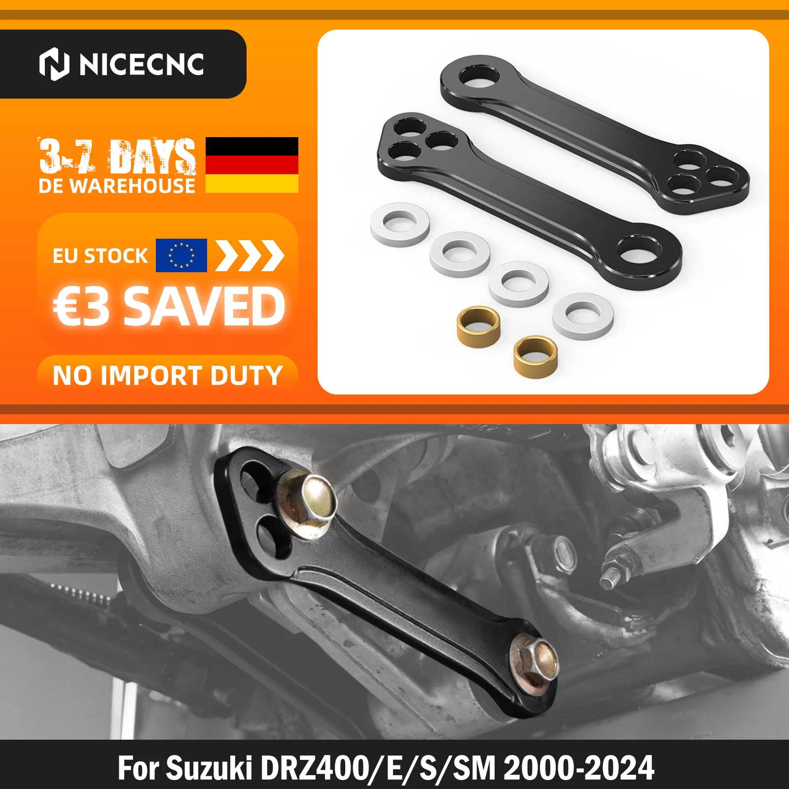 NICECNC 2000-2024 Per Suzuki DRZ400SM DRZ400S DRZ400E DRZ 400 Link di abbassamento multilivello per moto DR-Z 400SM DR-Z 400S DR-Z 400E DR-Z 400