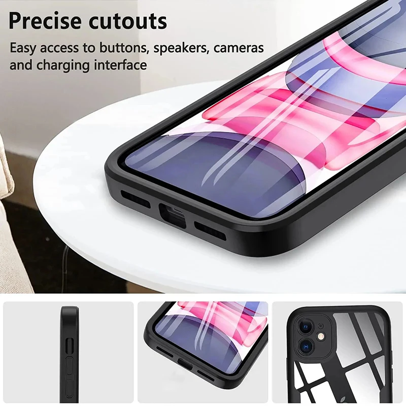 360-Grad-Hülle für iPhone 15 14 13 12 11 Pro Max 14 Plus XS MAX XR, transparente Abdeckung, robuster Ganzkörper-Displayschutz – Detail 5