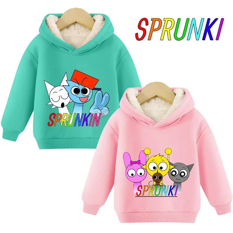 Sprunki Hoodies Kids Sweatshirt Girl Boys Incredibox Winter Thickening Warm Clothes Children Outdoor Sports Street Pullover Gift