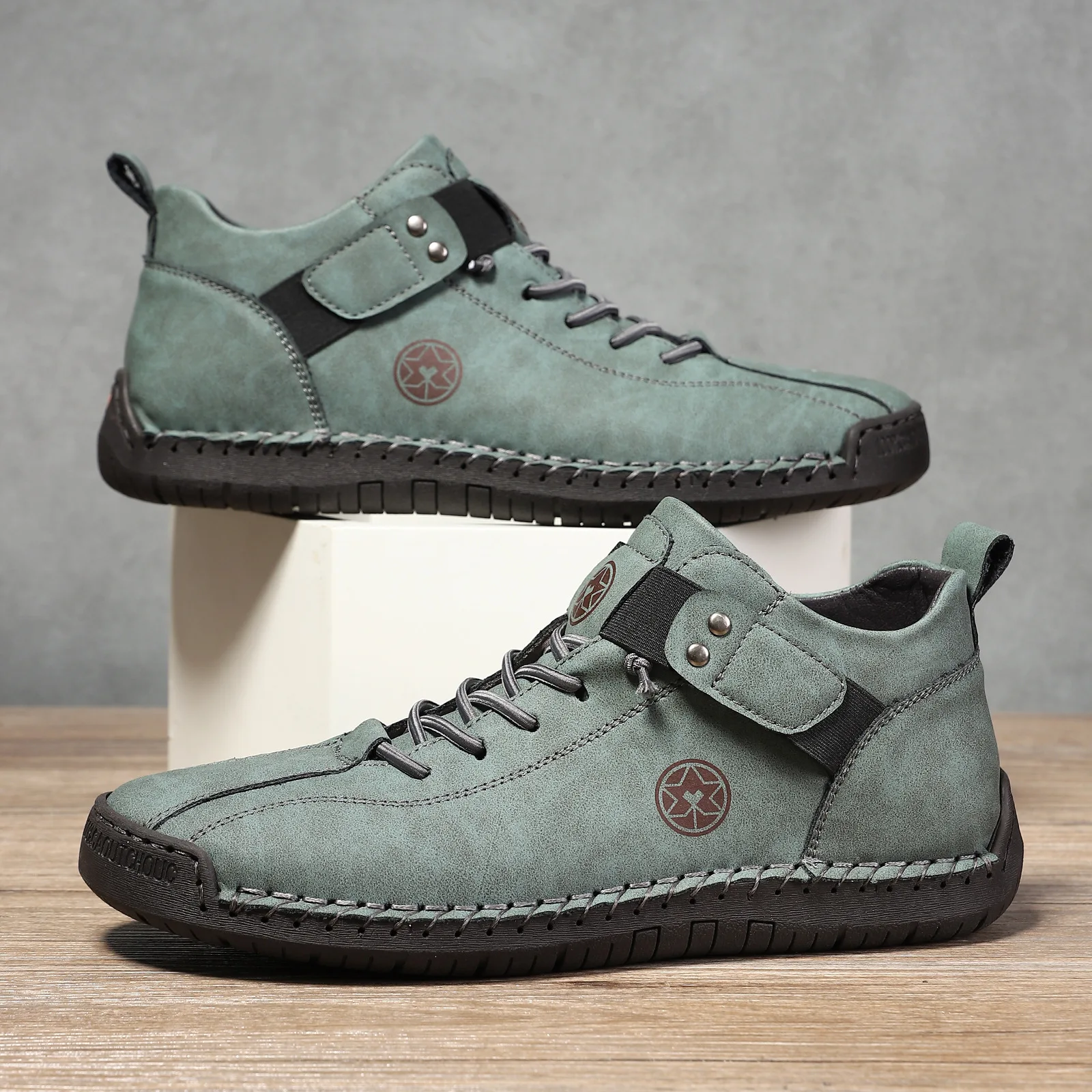 

Новинка 2025 года, дизайнерские мужские кожаные кроссовки, мужская дышащая кожаная обувь, кожаная повседневная мужская обувь ручной работы, мужские ботильоны на открытом воздухе