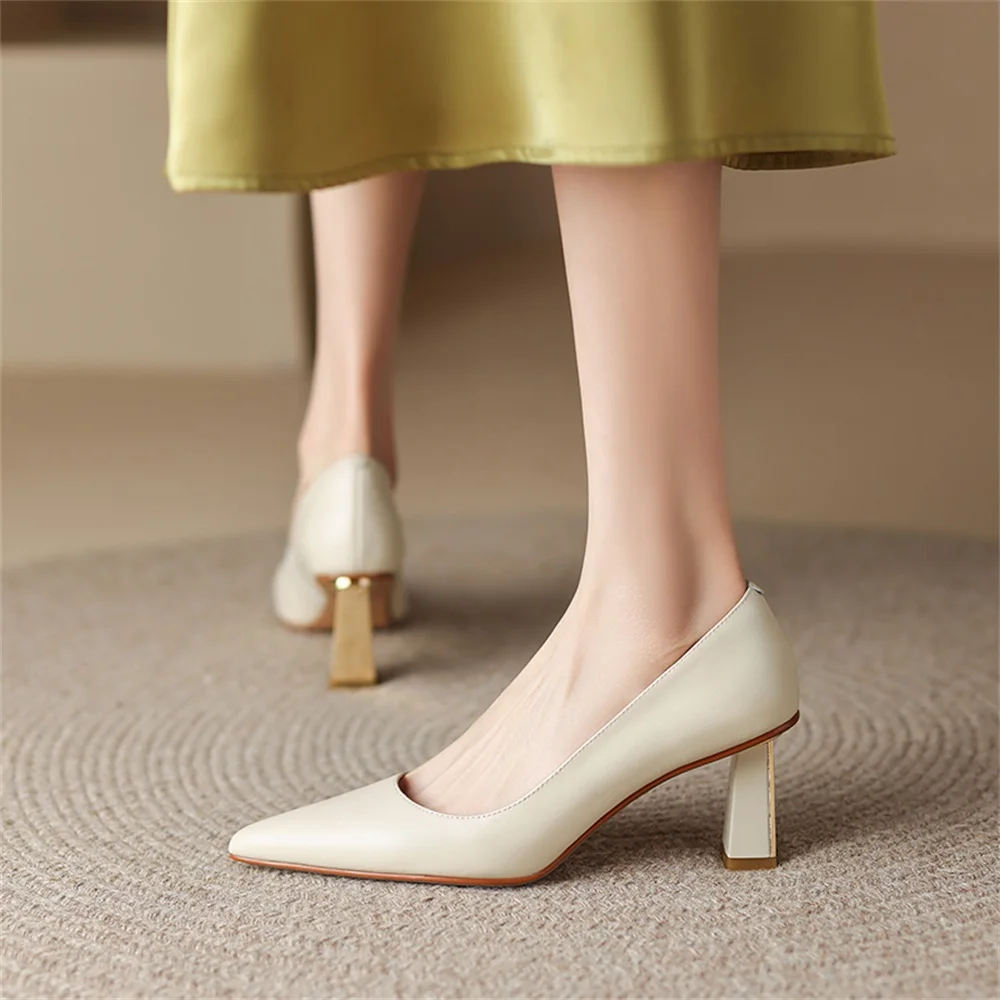 Taoffen Elegant Women Pumps Pointed Toe Thin High Heels Spring Summer Shoes Solid Color Slip On Office Dress Shoes Handmade 2024