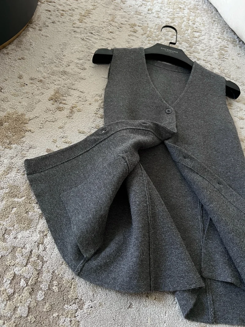 Gilet in Lana Lavorato a Maglia, Capospalla di Alta Qualità, Stile Retrò, Elegante, per il Lavoro, in Fibra di Poliestere, Scollo a V, Lunghezza Regolare