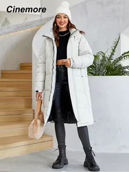 Cinemore Giacca da donna Inverno 2023 Caldo Parka Lungo Con Cappuccio Tuta Sportiva Abbigliamento Femminile Moda Piumino Cappotto da Donna Unisex