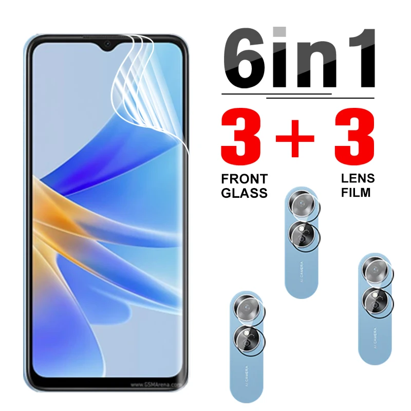 6in1 هيدروجيل لينة فيلم ل ممن لهم A17 A 17 17A كاميرا عدسة حامي ل ممن لهم A17K A 17 K 17A 6.56 بوصة فيلم حماية CPH2477