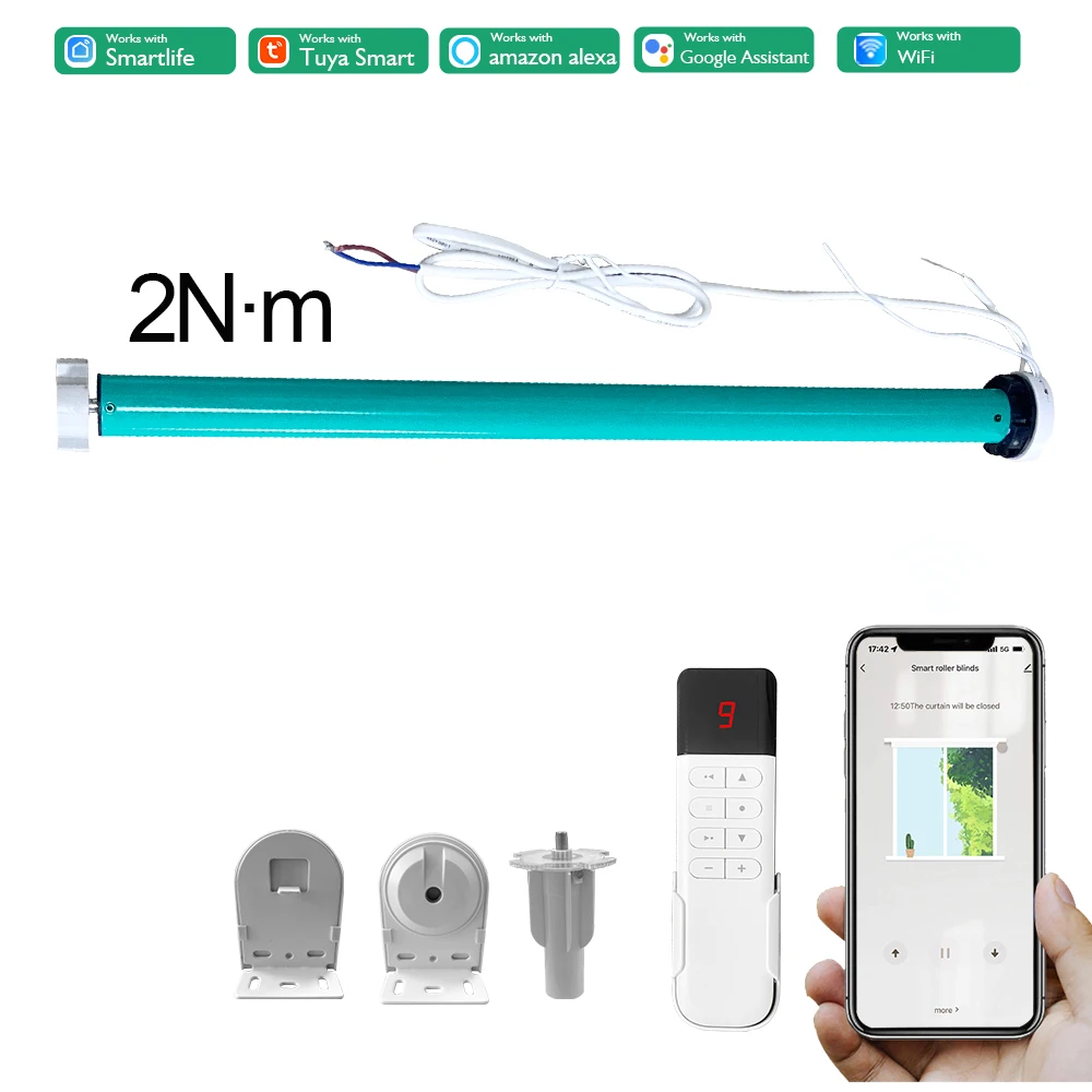 2N·m Tuya Wifi Wired Electric Roller Blind Motor 37/38mm Tube 2n 10kg 3×3m Blinds Tuya Smart Devices Remote Alexa Google Home