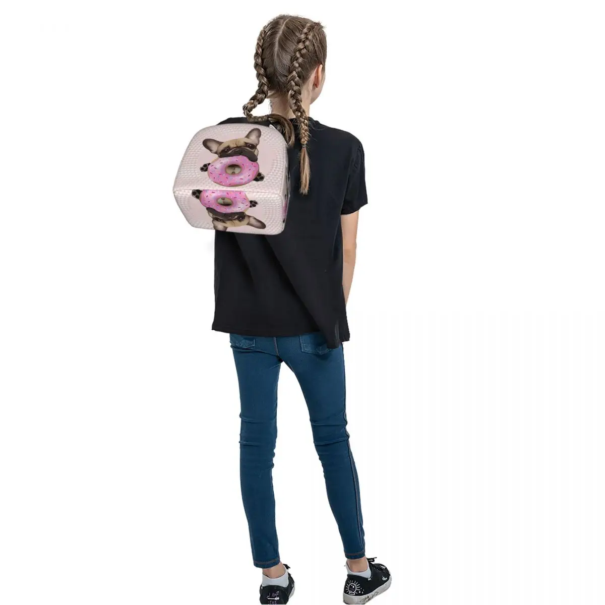 French Bulldog Lovers, Sweet Frenchie With Pink Donuts Lunch Bags Bento Box Lunch Tote Leakproof Picnic Bags Cooler Thermal Bag